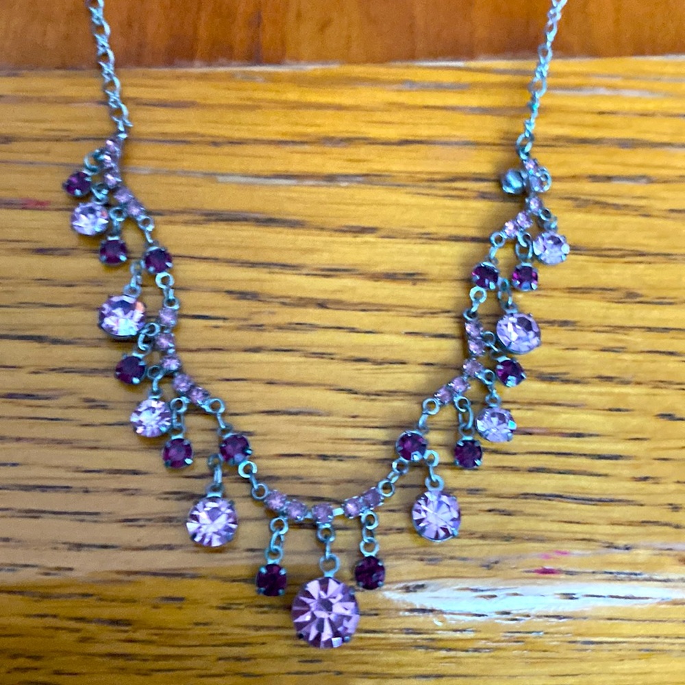 Pink and purple jewelled necklace